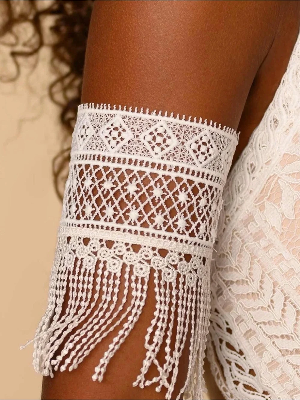 Handmade Boho Ivory Lace Fringe Cuff — Women’s Accessory Grace Loves Lace